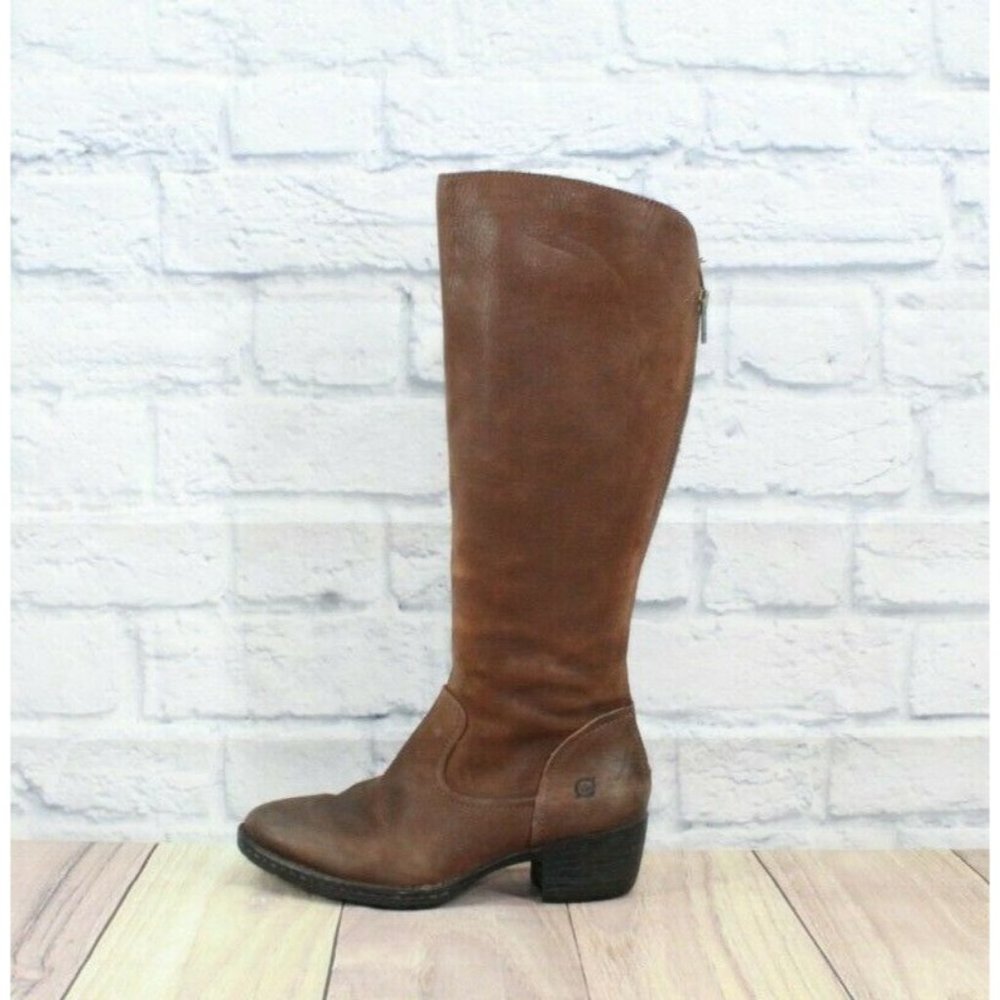Born Bitsi in Canoe II Brown Leather 16" Tall Riding Boots Size 6.5 - Picture 3 of 12